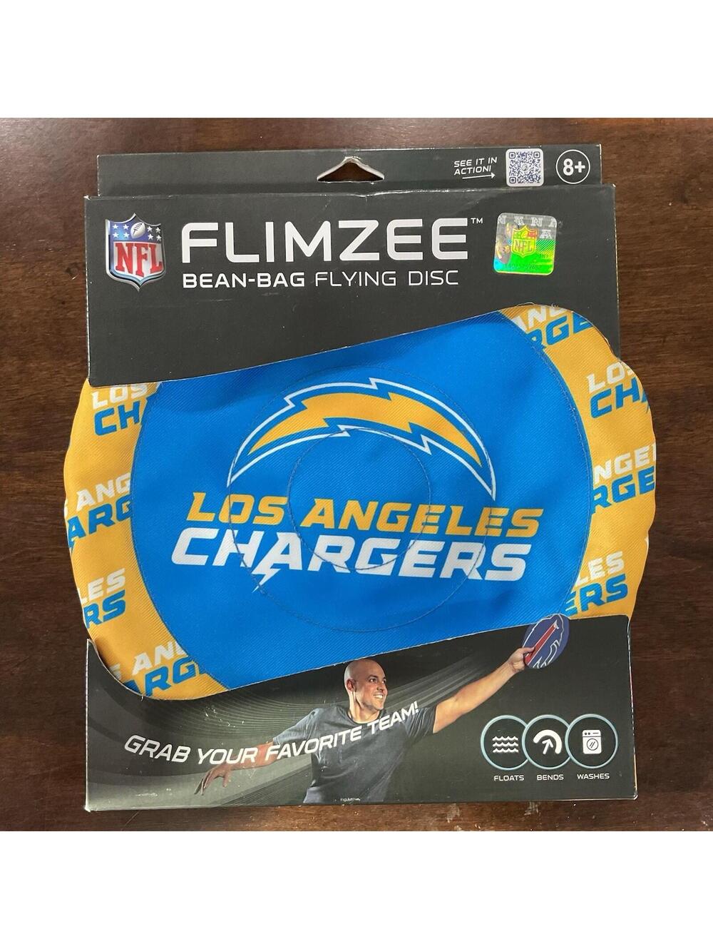 NFL Los Angeles Chargers Flimzee Bean-Bag Flying Disc: Polyester, 10” Diameter
